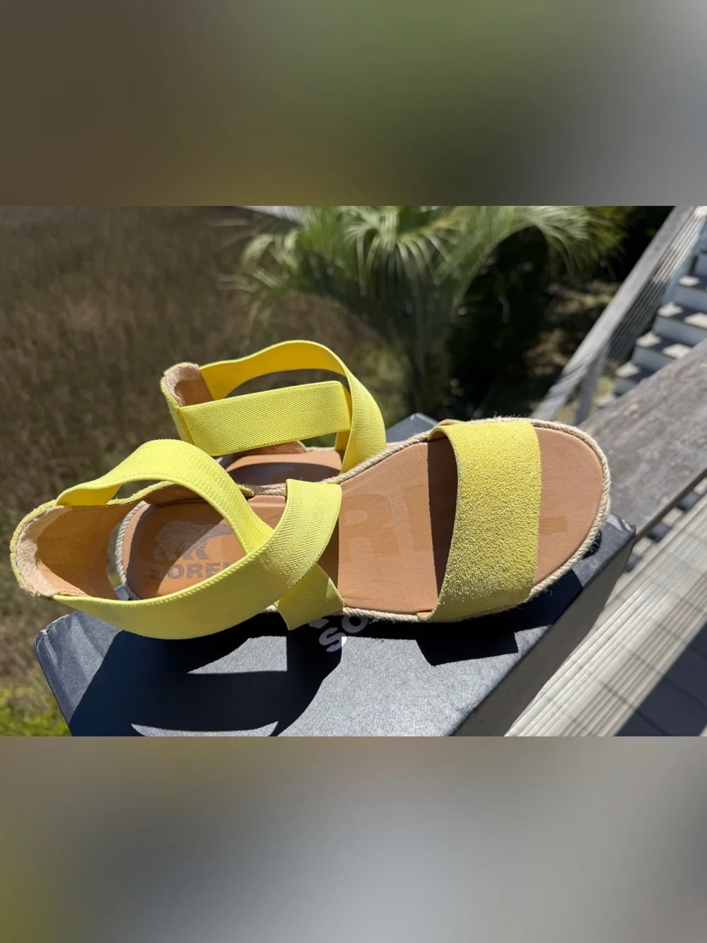 Sorel Ella II Yellow Crisscross Leather Espadrille Sandals - Women 8.5 US